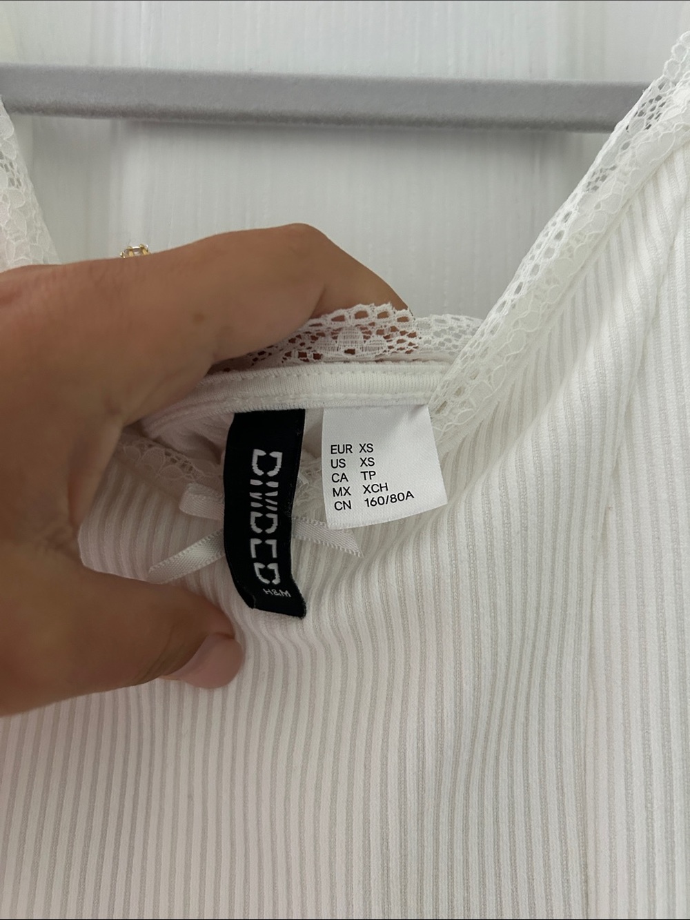 Divided White Ribbed Lace-Trim Slip - Picture 3 of 3
